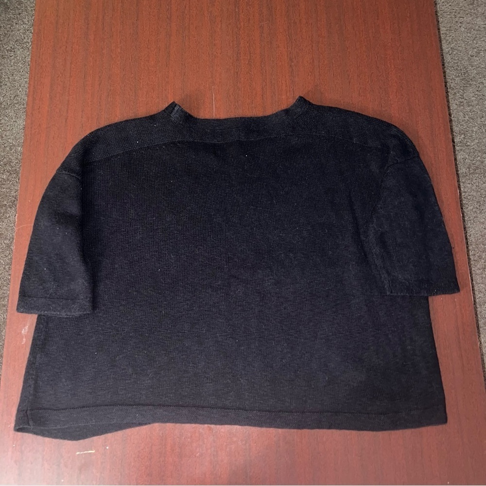 Peruvian Connection Black Knit Top Cotton\Alpaca Mix - Picture 4 of 4